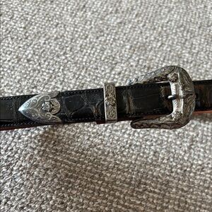 Polo Ralph Lauren Women’s  Black Western Leather Belt with Silver Buckle Sz 28